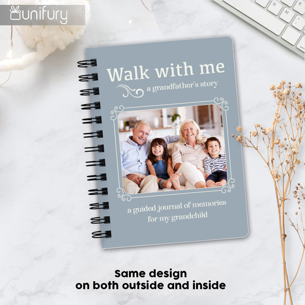 Walk With Me Spiral Journal Gifts For Grandfather - Custom Photo - Color 5