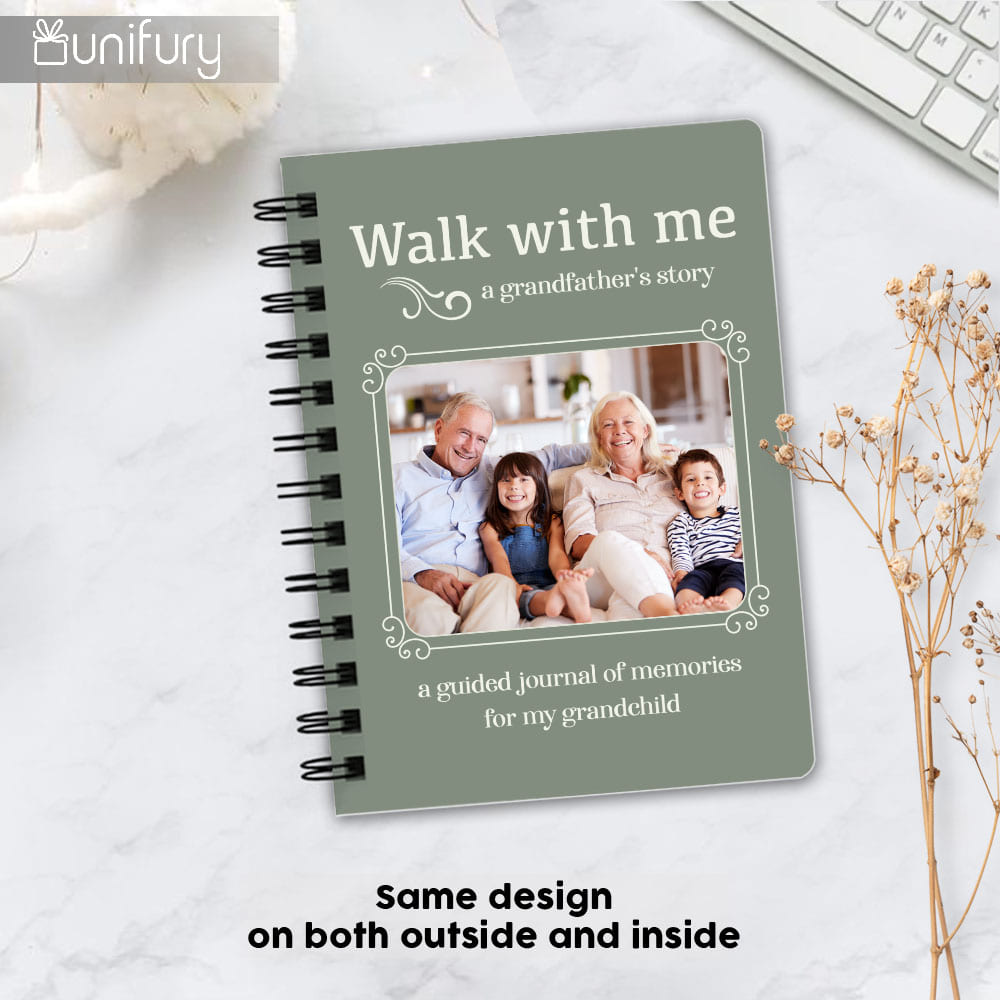 Walk With Me Spiral Journal Gifts For Grandfather - Custom Photo - Color 6