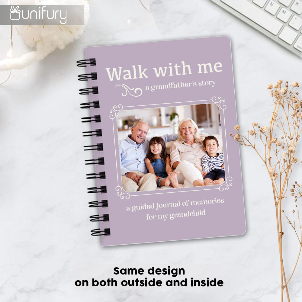 Walk With Me Spiral Journal Gifts For Grandfather - Custom Photo - Color 2