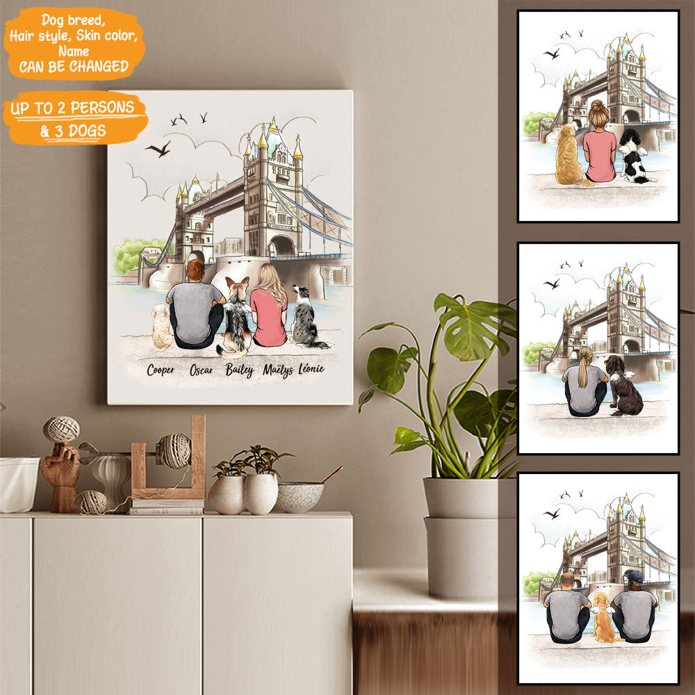 Personalized custom dog &amp; couple canvas print canvas art London - 2333