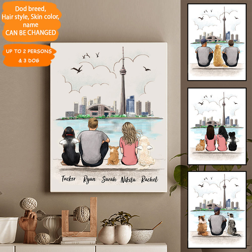 Personalized custom dog &amp; couple canvas print canvas art - CN Tower - 2338