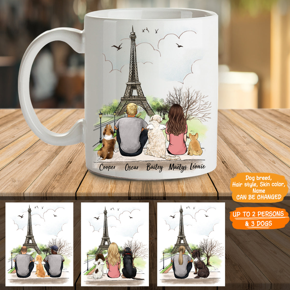Personalized custom dog & couple coffee mug CN Tower - 2338