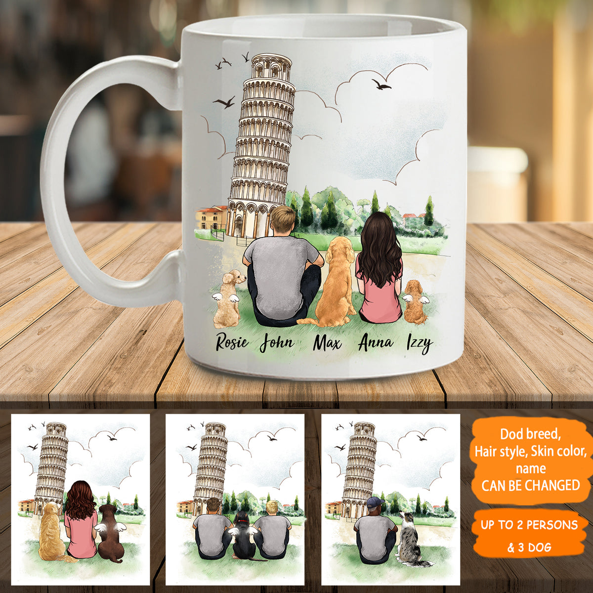 Personalized custom dog & couple coffee mug CN Tower - 2338