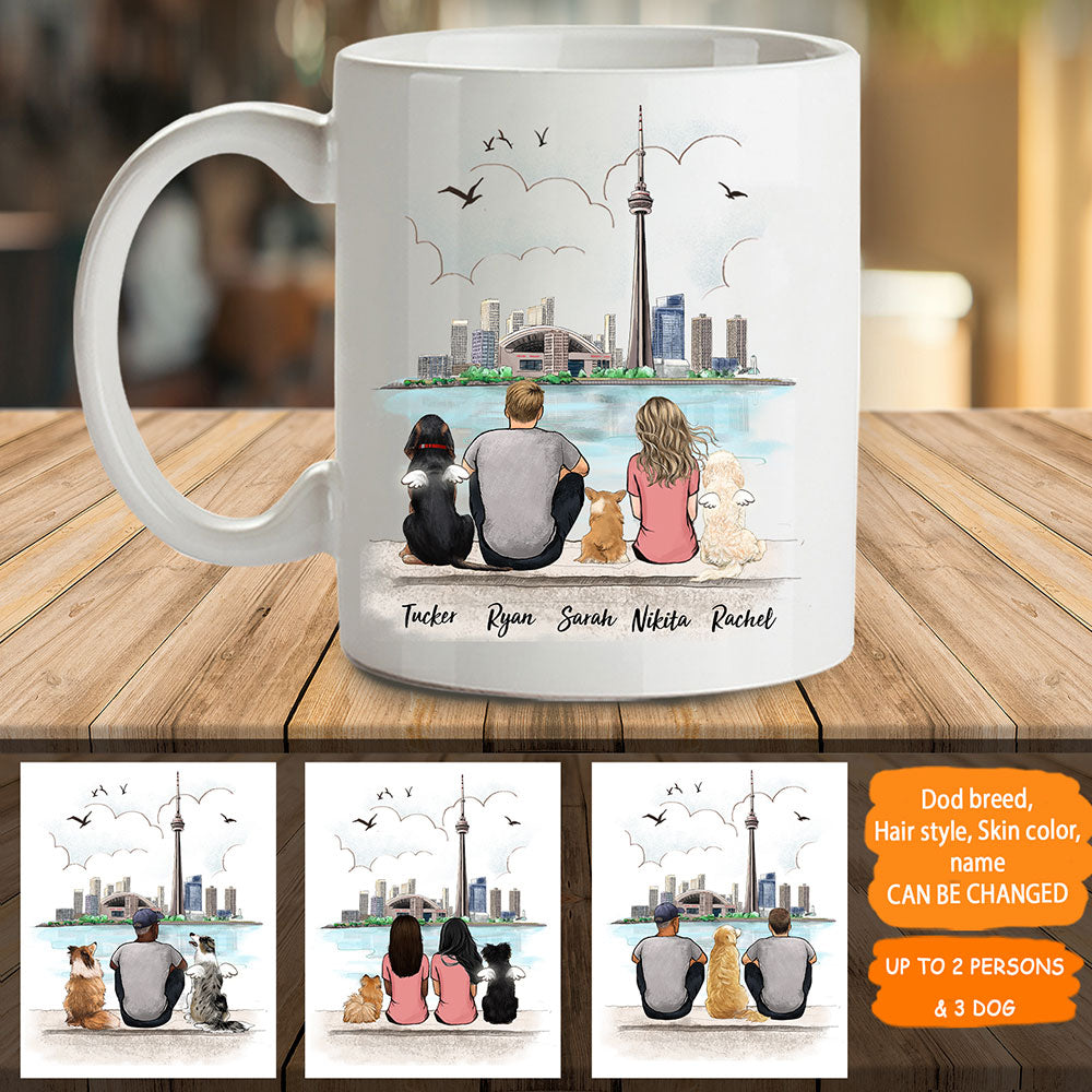 Personalized custom dog & couple coffee mug CN Tower - 2338