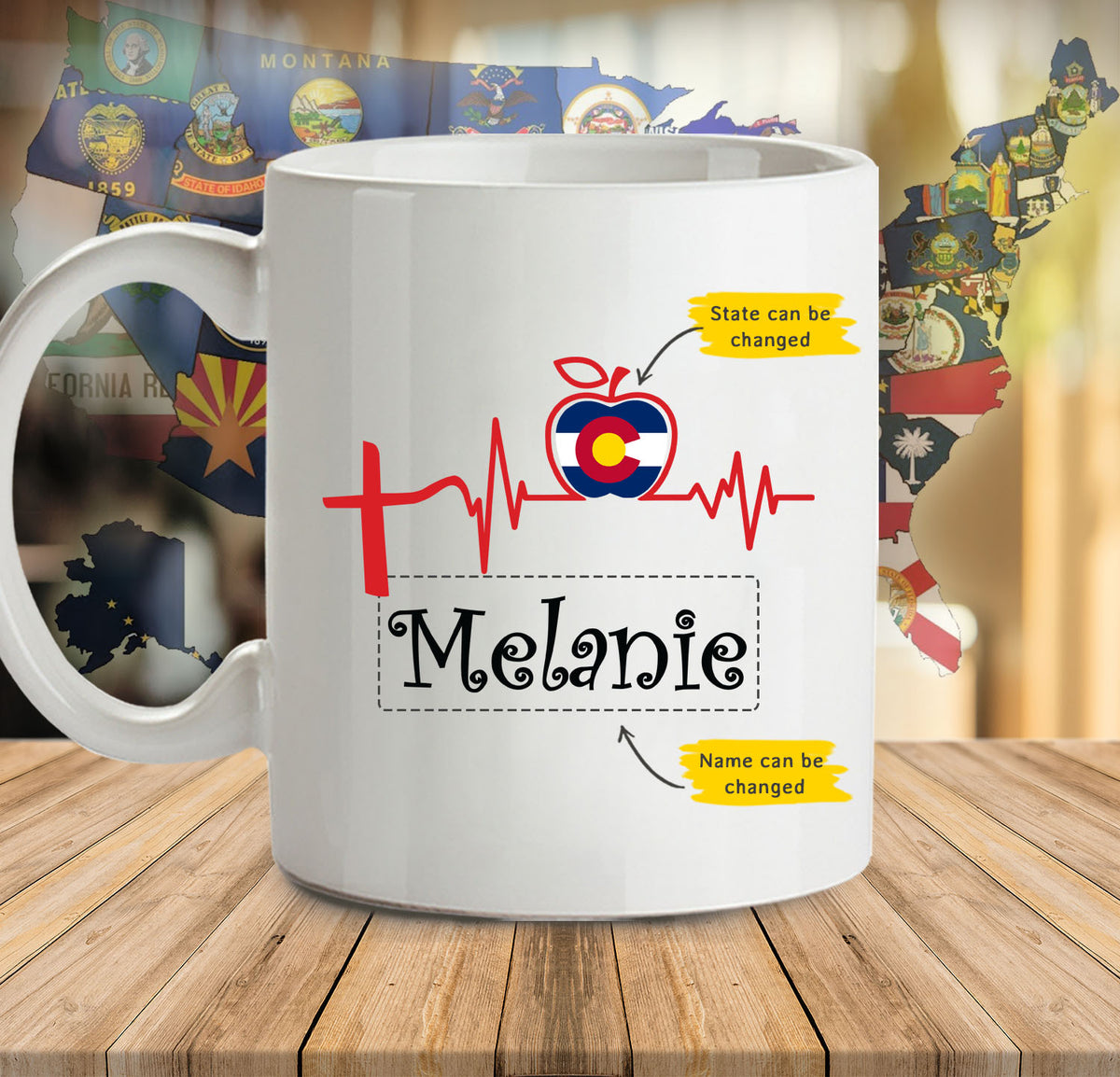 Personalized Mug Teacher Heartbeat Coffee Mug (Twin Sides)