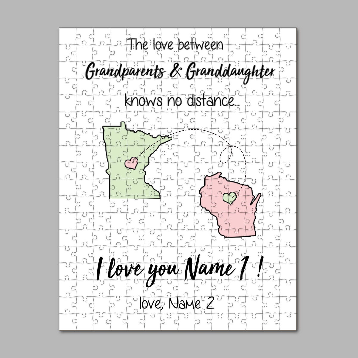 Personalized custom long distance relationship gift ideas puzzle