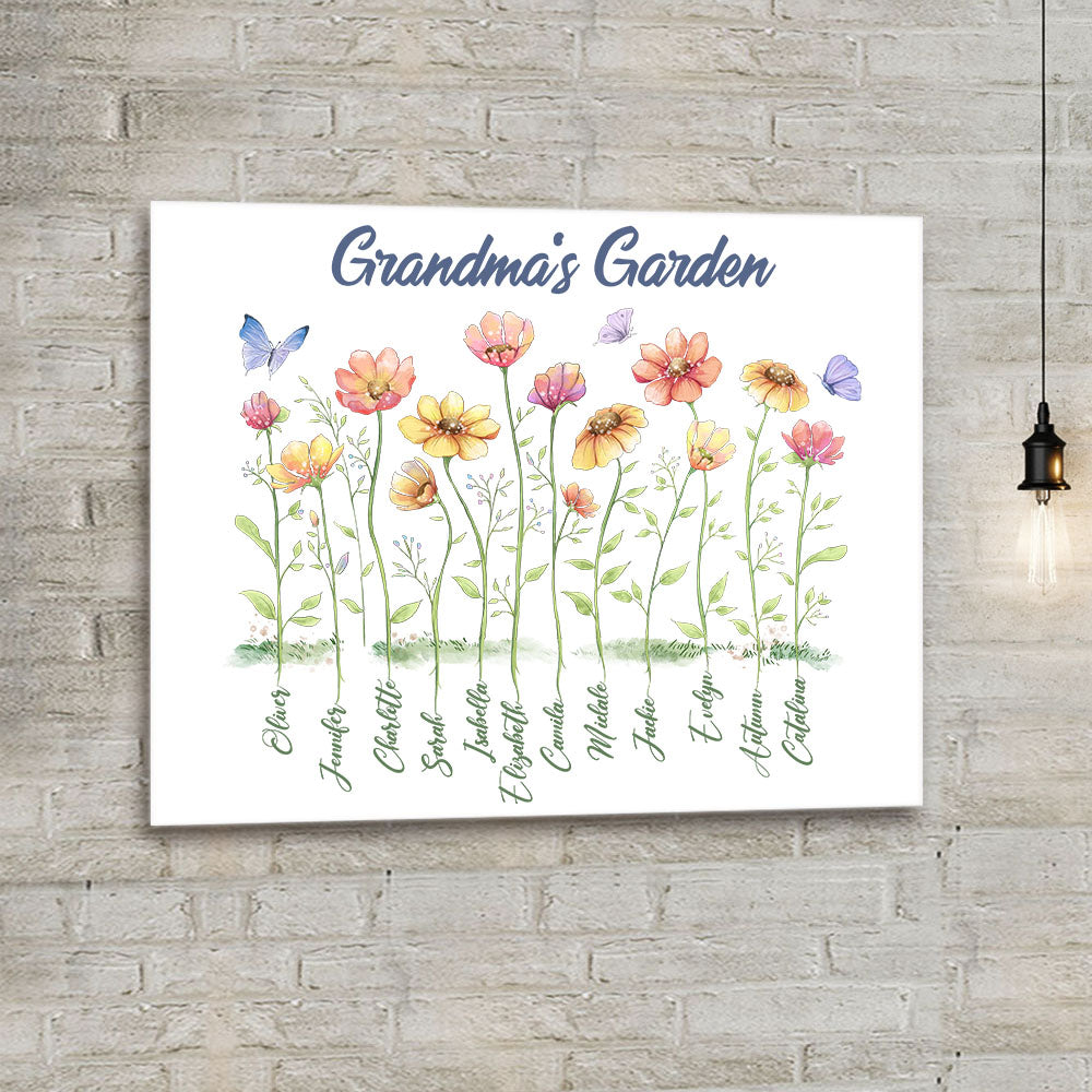 Personalized Grandma&#39;s garden Canvas print gifts for the whole family - up to 12 names