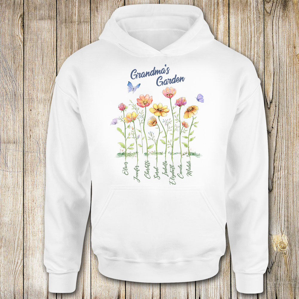 Personalized Grandma&#39;s garden Hoodie gifts for the whole family - up to 8 names