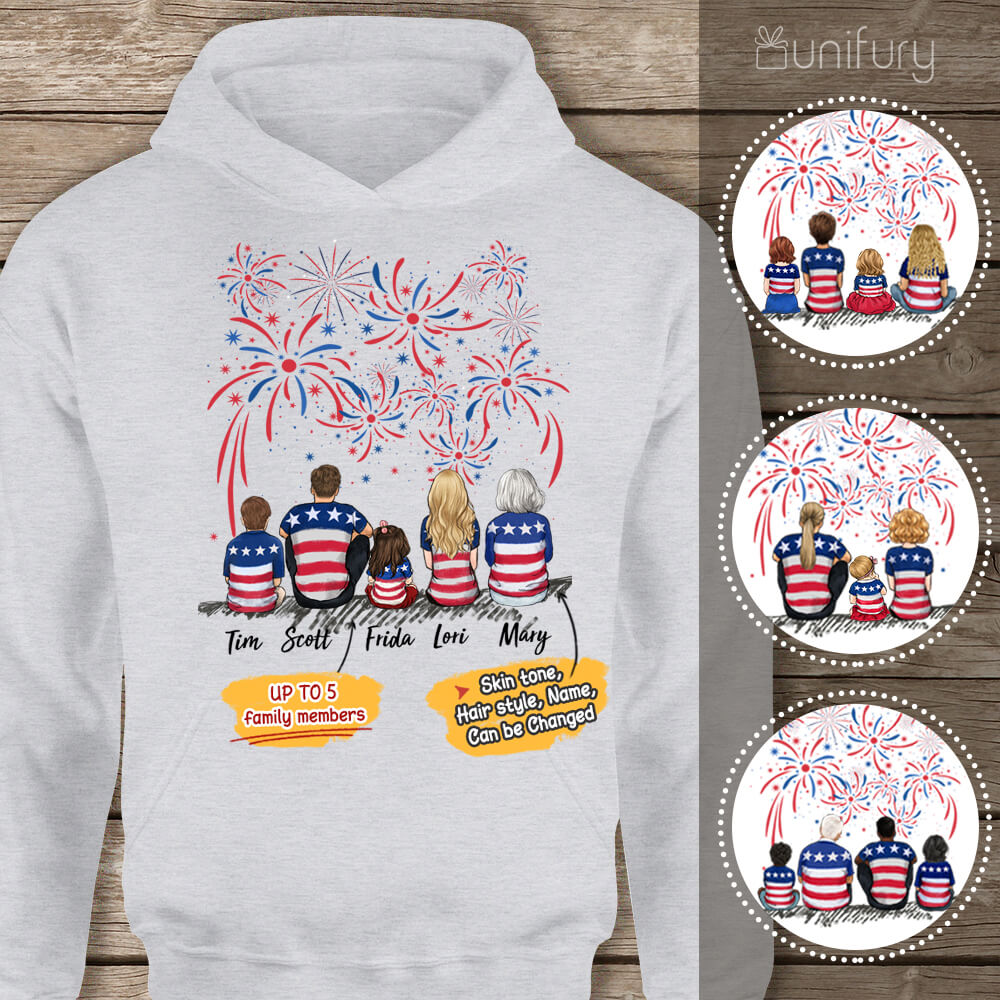 Personalized gifts for the whole family Hoodie 4th Of July - UP TO 5 PEOPLE - 2426