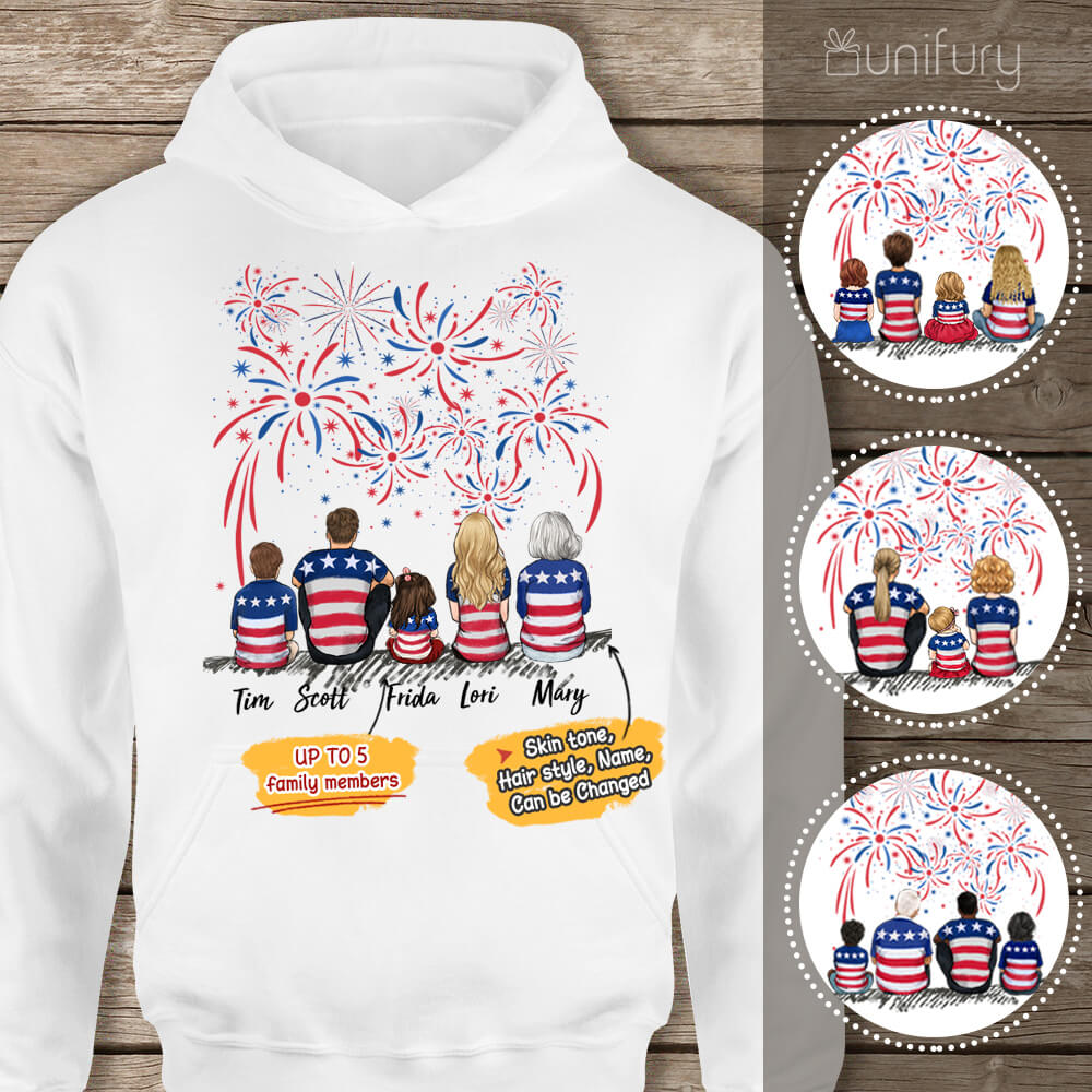 Personalized gifts for the whole family Hoodie 4th Of July - UP TO 5 PEOPLE - 2426