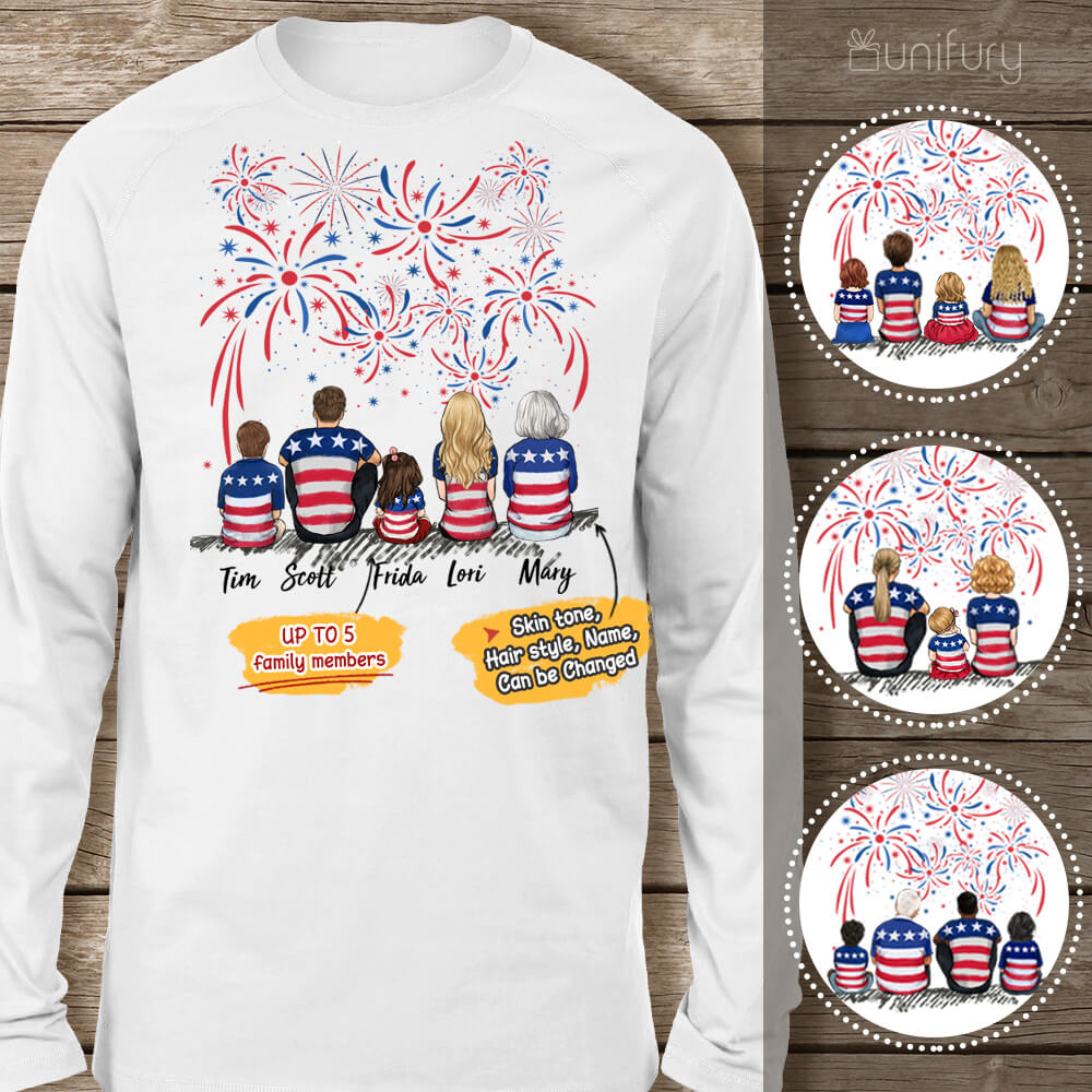 Personalized family members Long Sleeve 4th Of July gift for the whole family - UP TO 5 PEOPLE - 2426