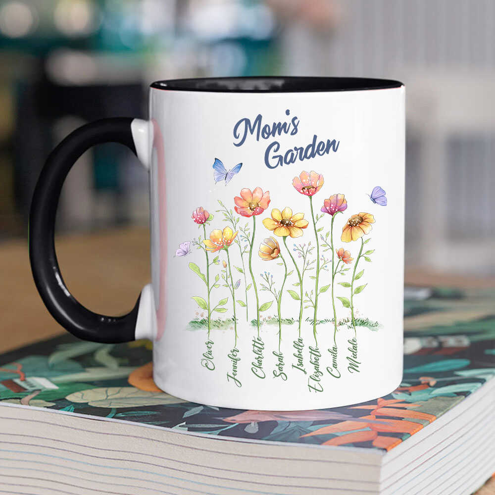 Personalized Grandma&#39;s garden accent mug gifts for the whole family - up to 8 names