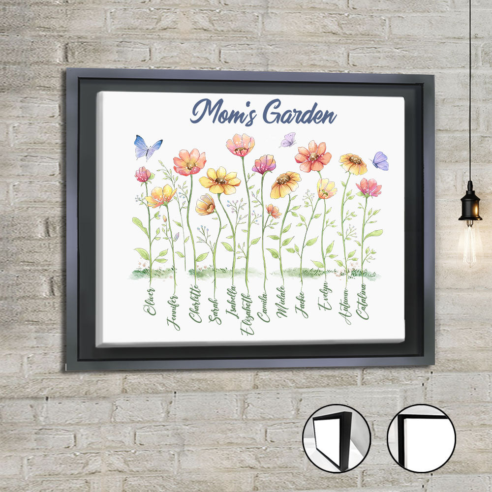 Personalized Grandma&#39;s garden Framed Canvas gifts for the whole family - up to 12 names