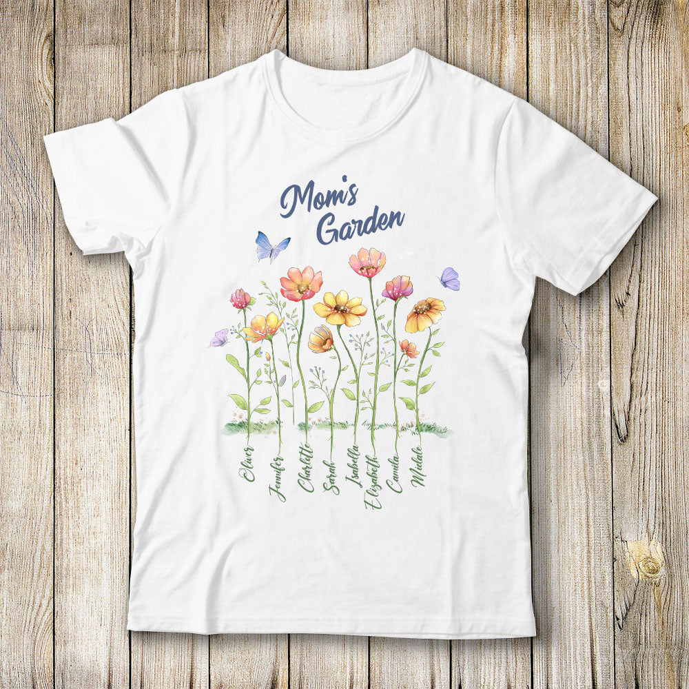 Personalized Grandma&#39;s garden T-shirt gifts for the whole family - up to 8 names