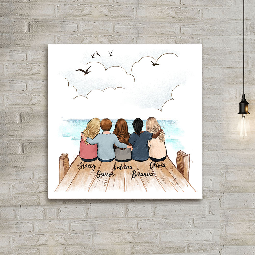 Personalized best friend birthday photo tile - Wooden Dock