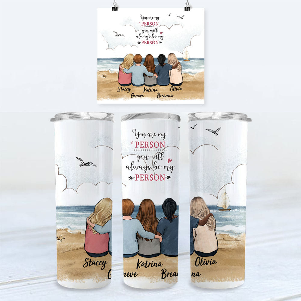 Personalized best friends gift skinny tumbler - Beach