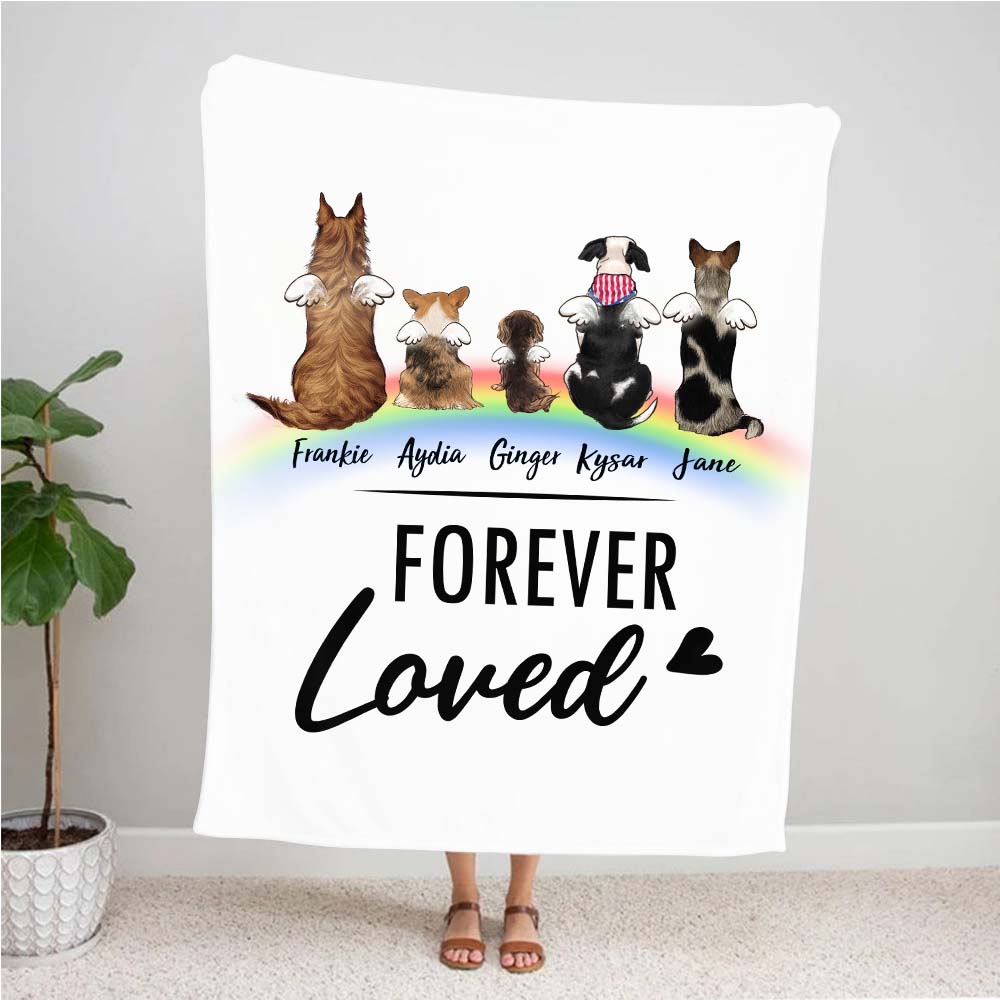 Personalized dog memorial rainbow bridge fleece blanket - Custom Sayings