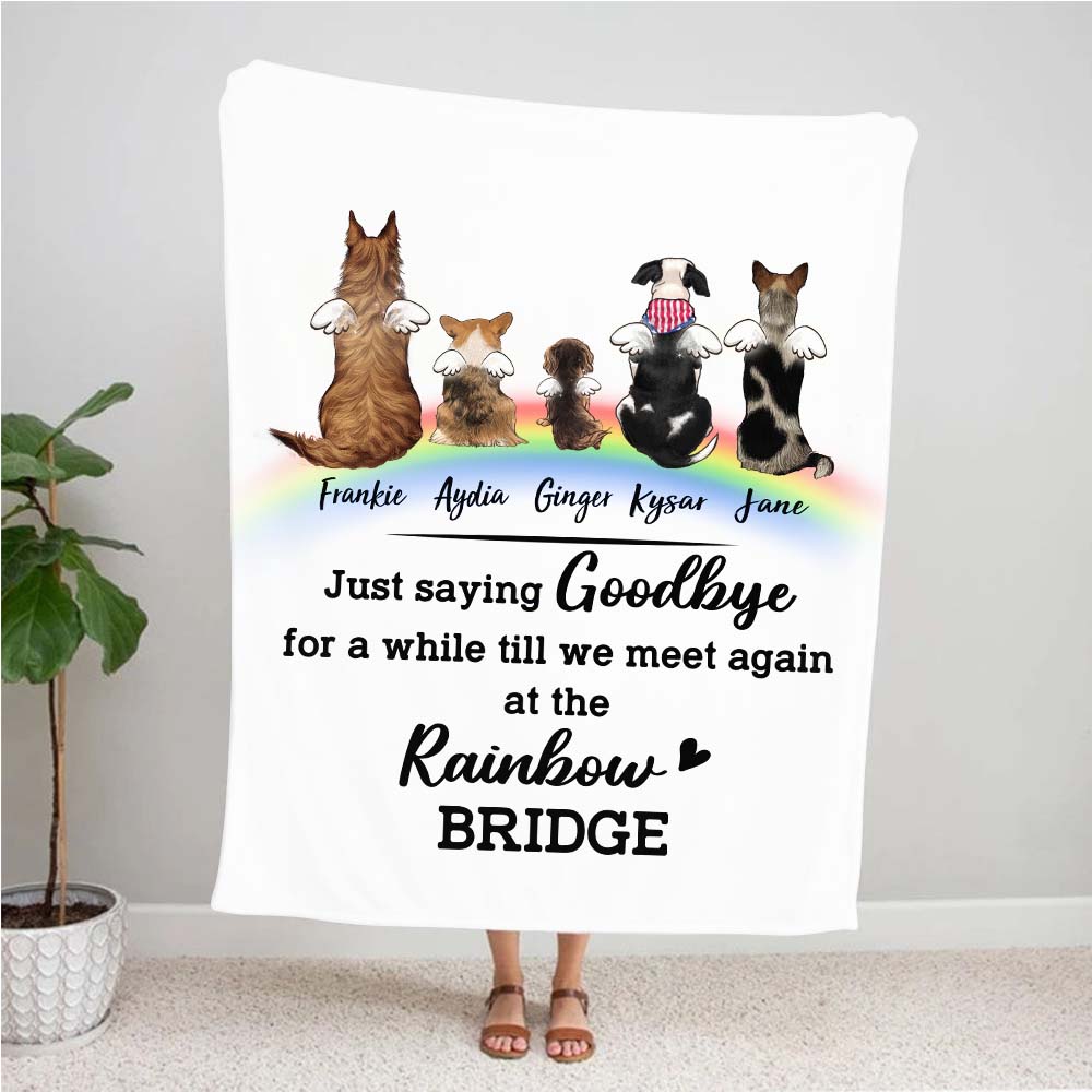 Personalized dog memorial rainbow bridge fleece blanket - Custom Sayings