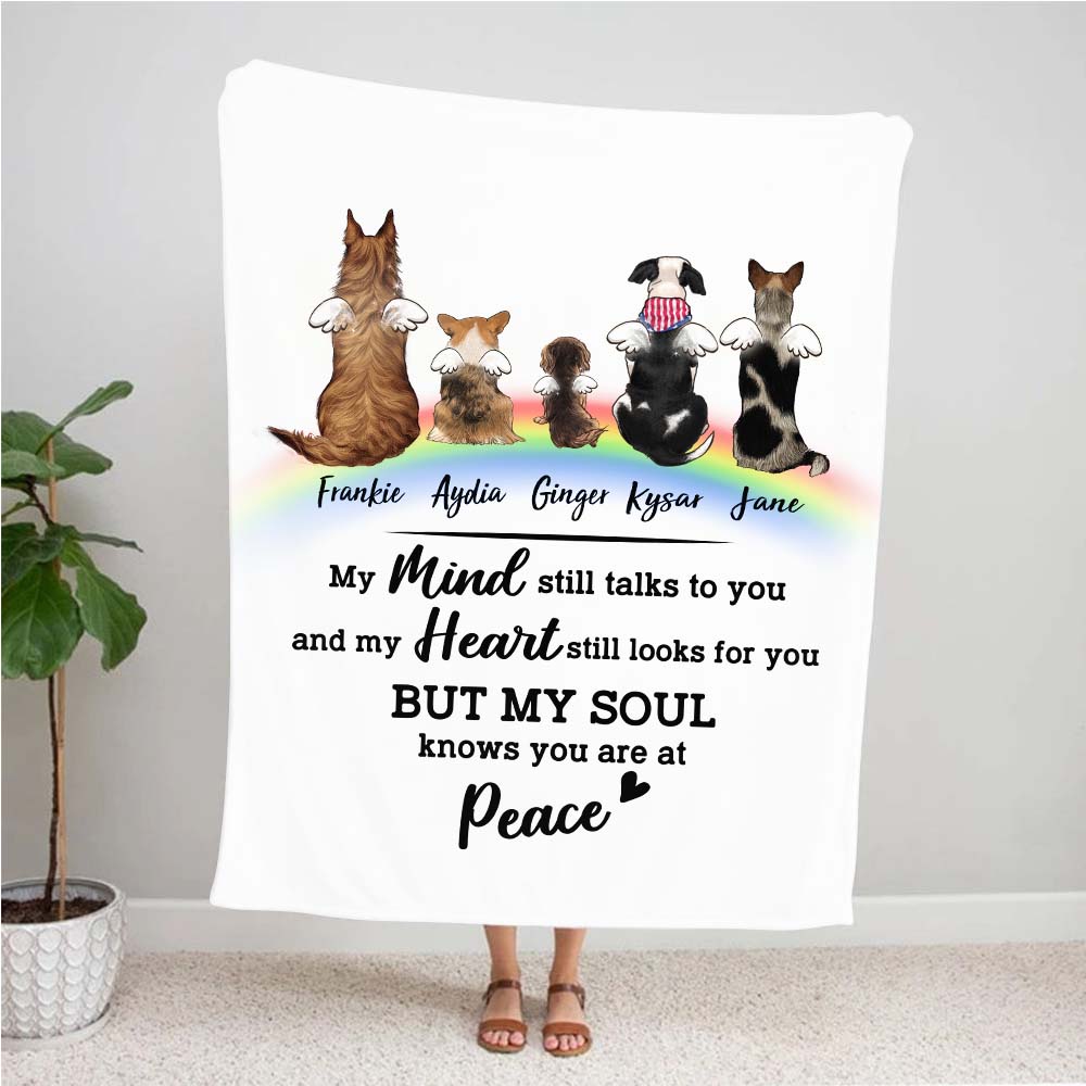 Personalized dog memorial rainbow bridge fleece blanket - Custom Sayings