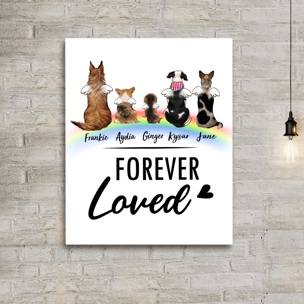 Personalized dog memorial rainbow bridge canvas print - Custom Sayings