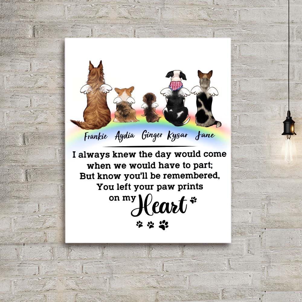 Personalized dog memorial rainbow bridge canvas print - Custom Sayings