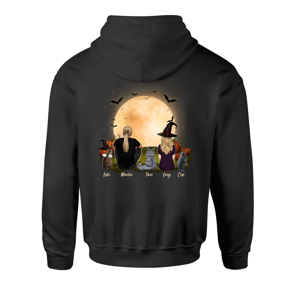 cat and cat owner black halloween hoodie gift for cat lovers