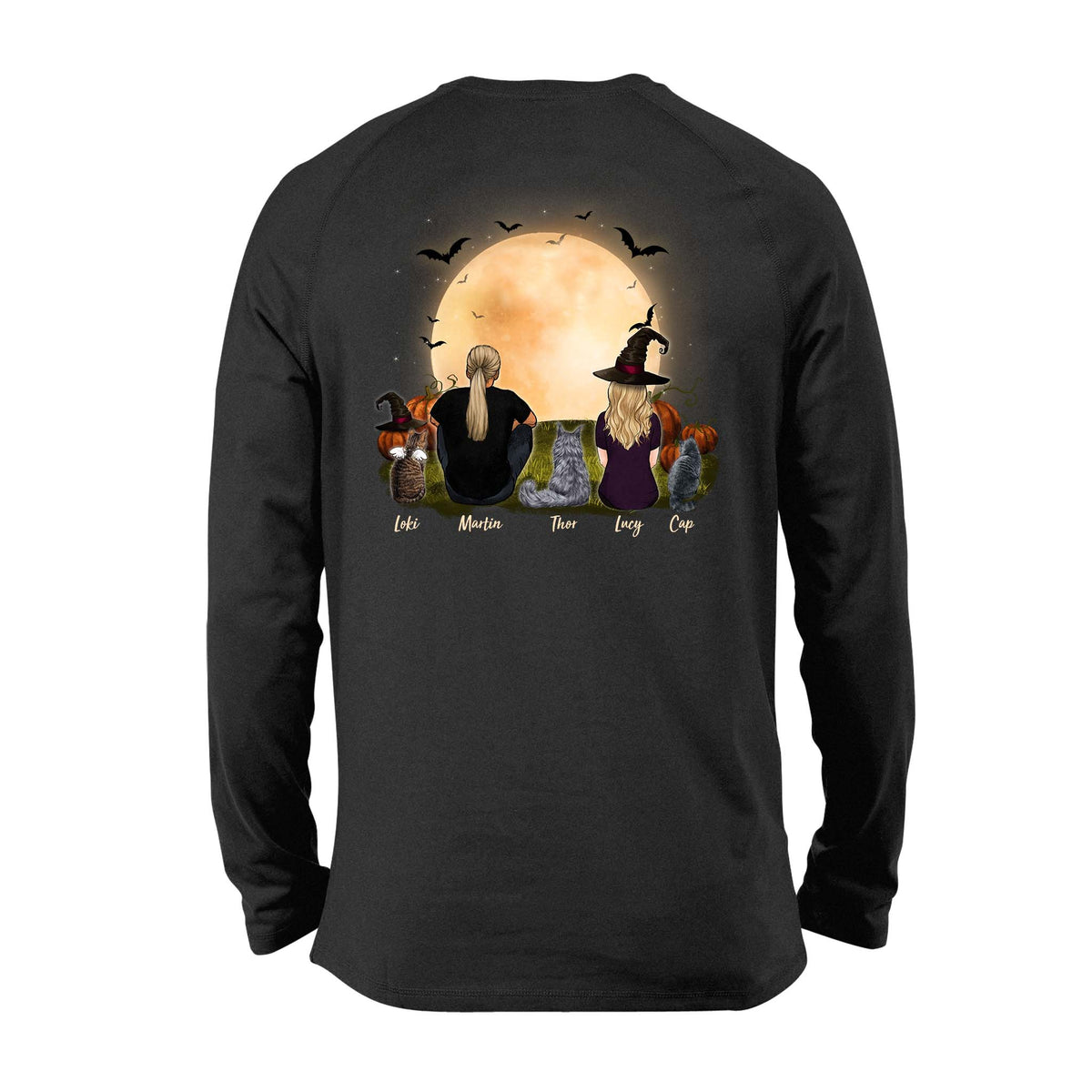 cat and cat owner black halloween long sleeve gift for cat lovers