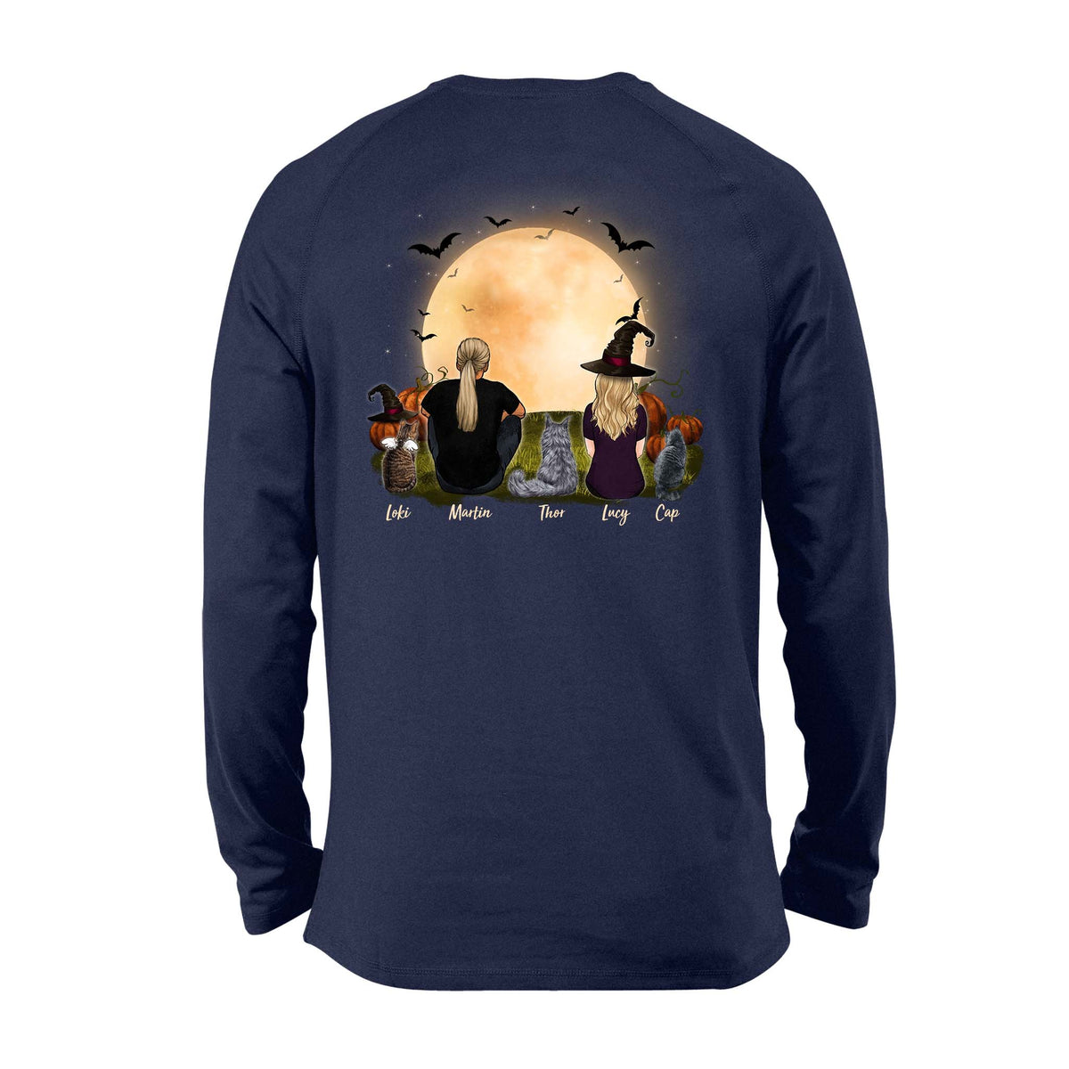 cat and cat owner navy halloween long sleeve gift for cat lovers
