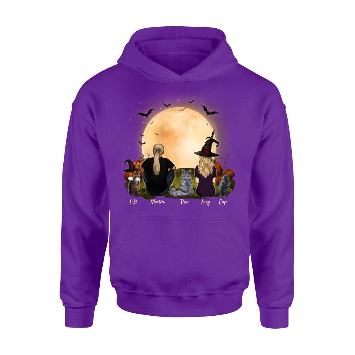 cat and cat owner purple halloween hoodie gift for cat lovers