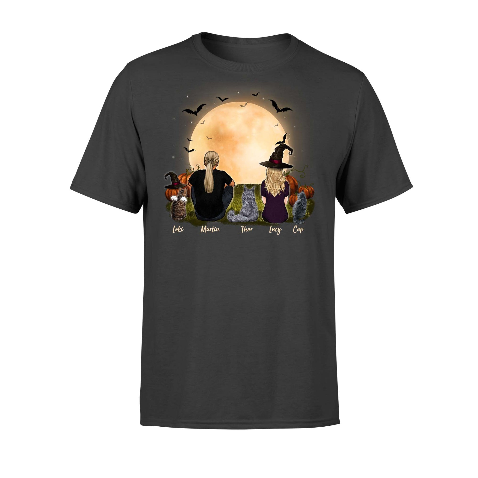 cat and cat owner black halloween t shirt gift for cat lovers