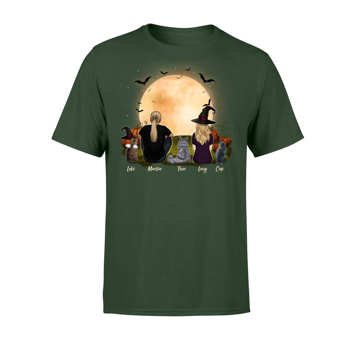 cat and cat owner forest halloween t shirt gift for cat lovers