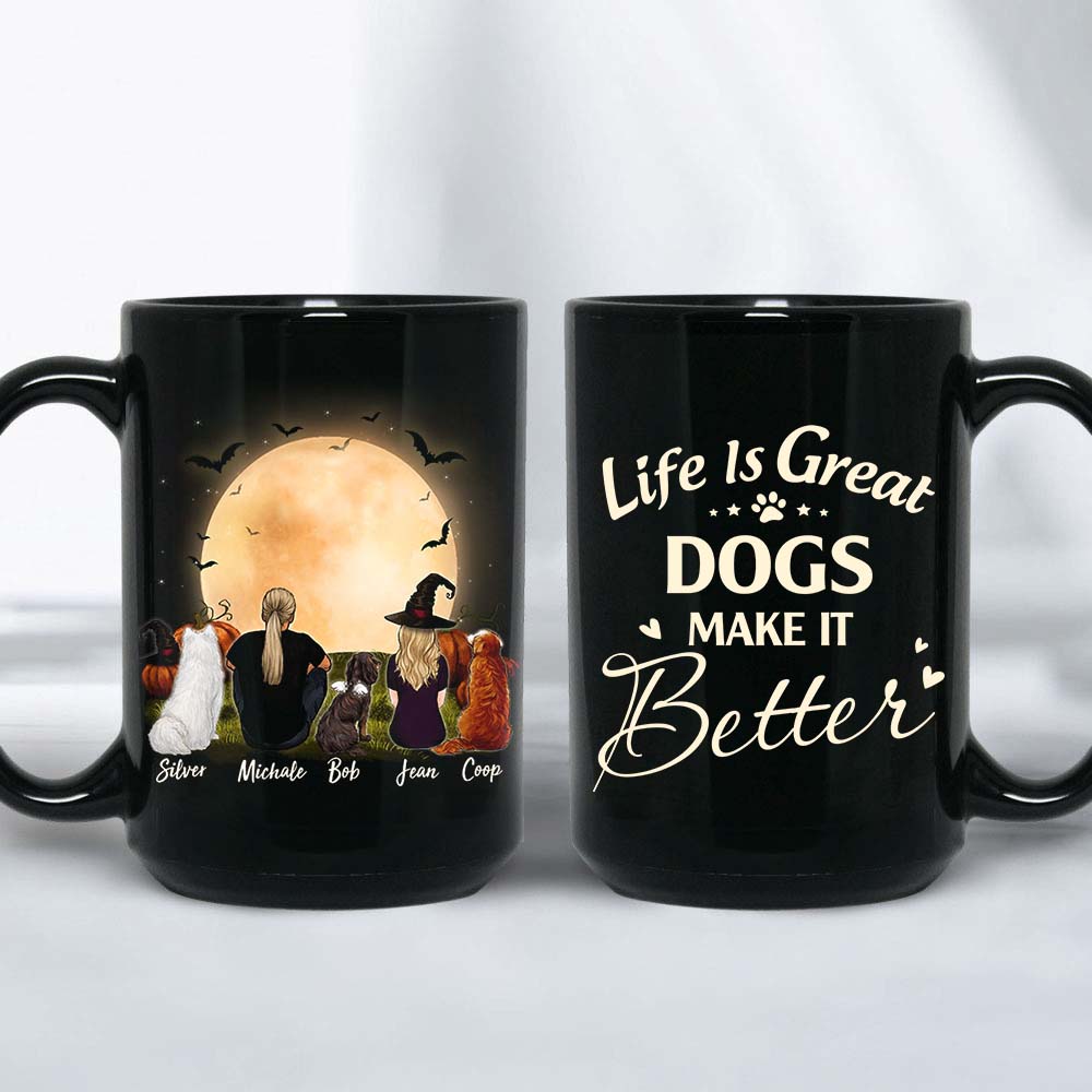 Personalized custom dog &amp; couple coffee mug Halloween - CUSTOM MESSAGE - 2398