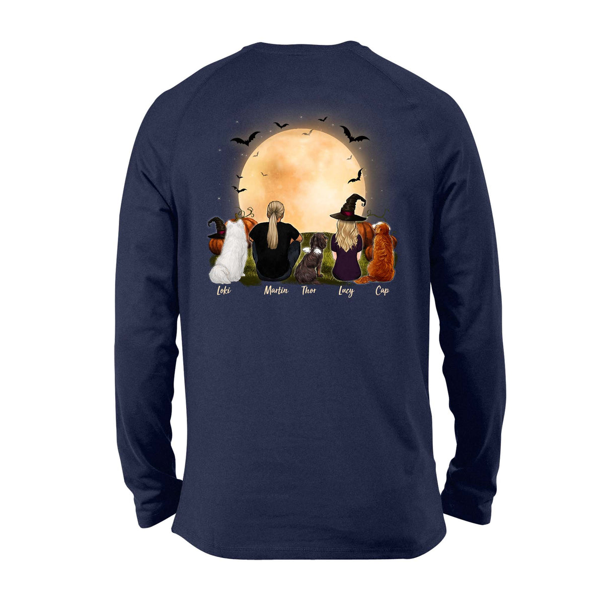 dog and dog owner navy halloween long sleeve gift for dog lovers