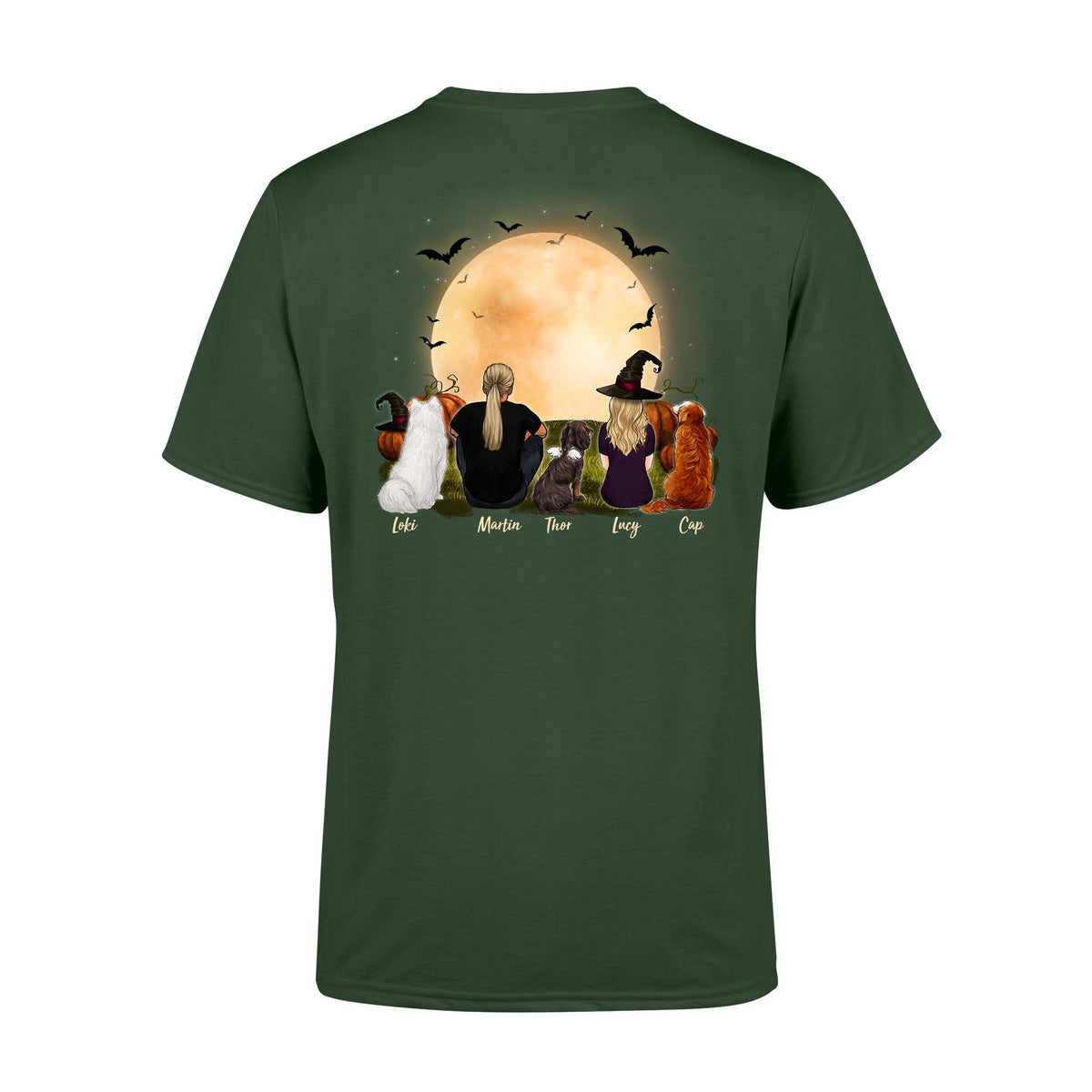 dog and dog owner forest halloween t shirt gift for dog lovers