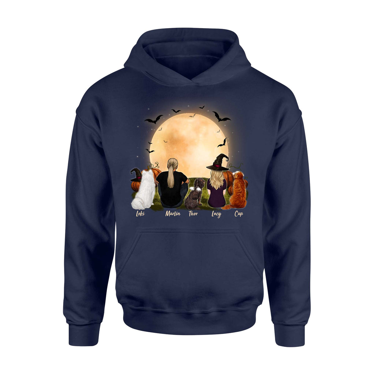dog and dog owner navy halloween hoodie gift for dog lovers