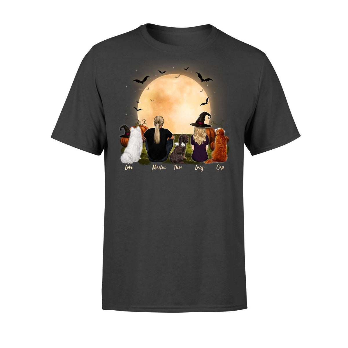 dog and dog owner black halloween t shirt gift for dog lovers