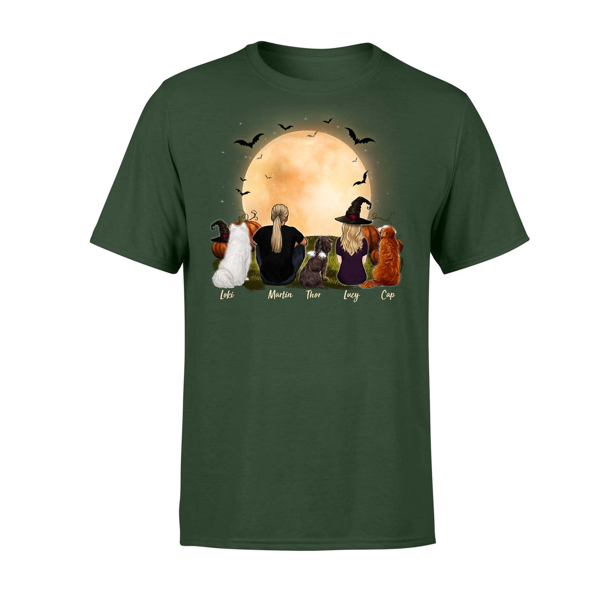 dog and dog owner forest halloween t shirt gift for dog lovers