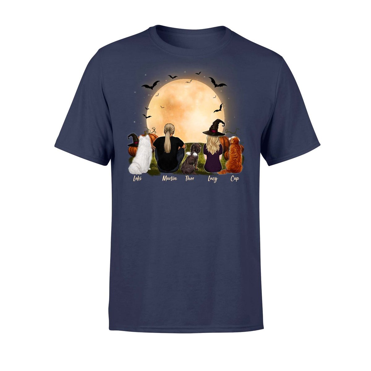dog and dog owner navy halloween t shirt gift for dog lovers