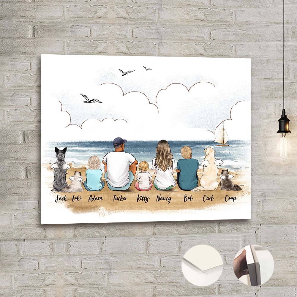 Personalized gifts with the whole family &amp; dog &amp; cat Metal Print - UP TO 9 PEOPLE &amp; PETS - Beach