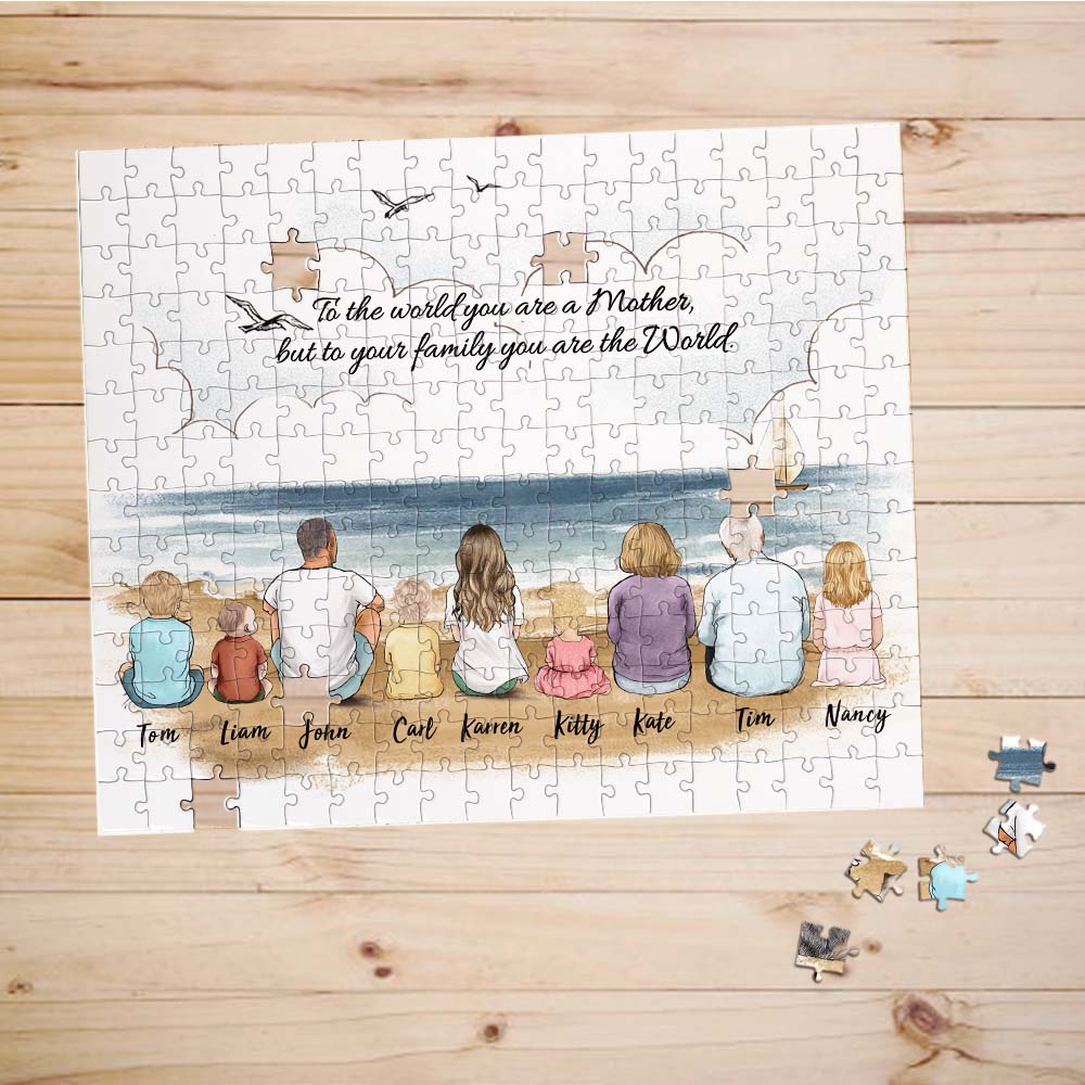 Personalized puzzle gifts for the whole family with custom message - Beach