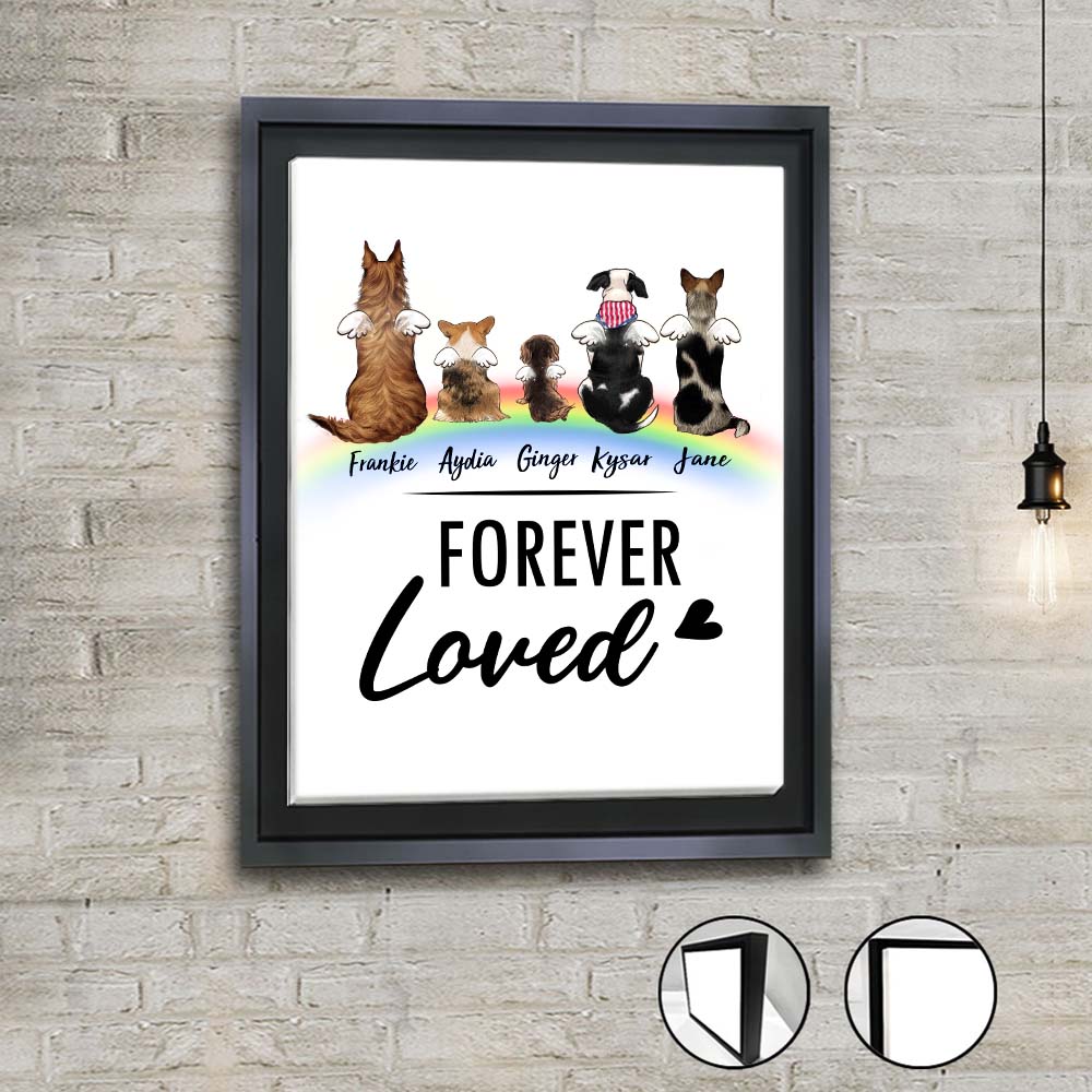Personalized dog memorial rainbow bridge framed canvas - Custom Sayings