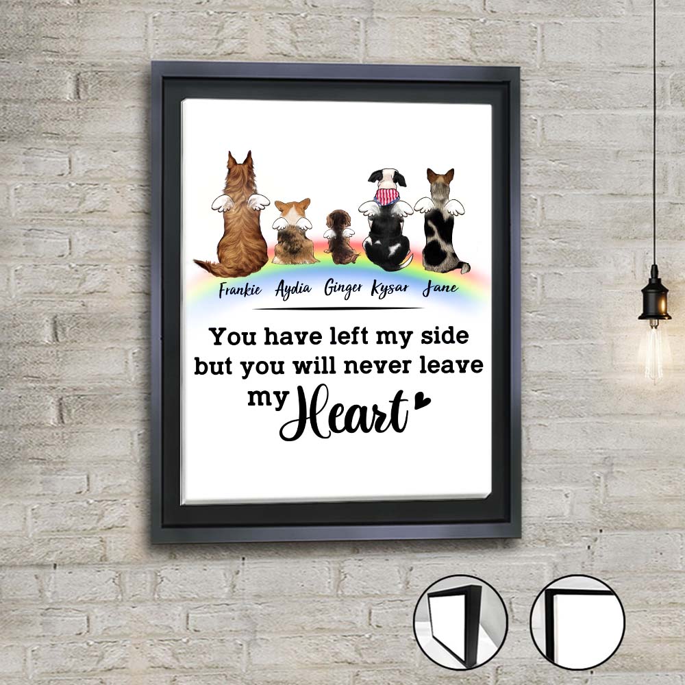 Personalized dog memorial rainbow bridge framed canvas - Custom Sayings
