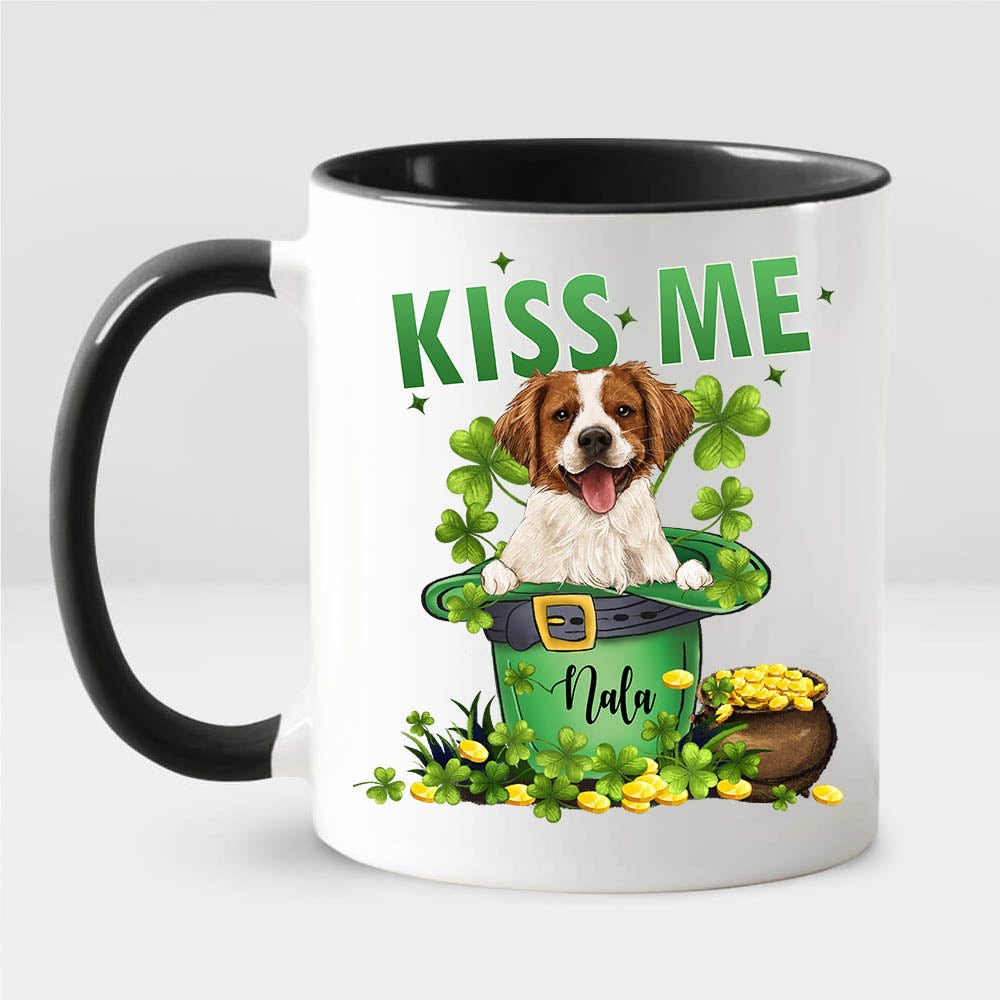 Personalized Accent Mug Gifts For Dog Lovers - Saint Patrick&#39;s Day - Kiss Me