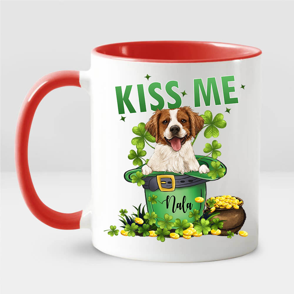Personalized Accent Mug Gifts For Dog Lovers - Saint Patrick&#39;s Day - Kiss Me