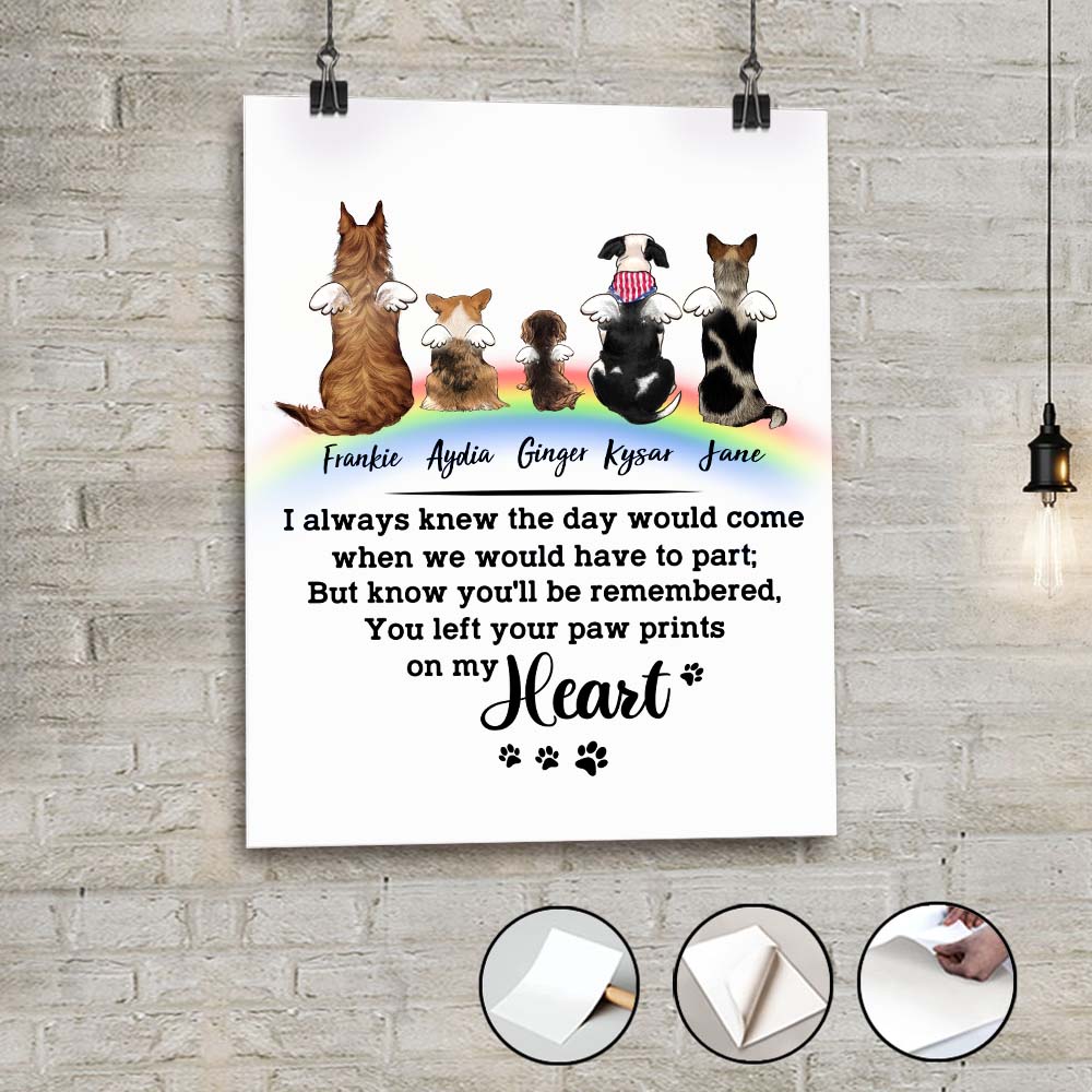 Personalized dog memorial rainbow bridge peel &amp; stick poster - Custom Sayings