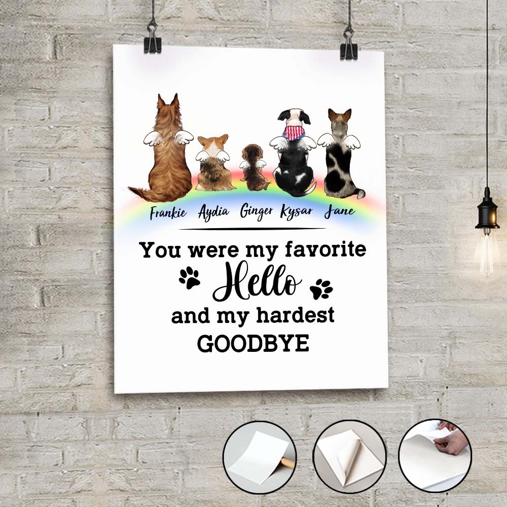 Personalized dog memorial rainbow bridge peel &amp; stick poster - Custom Sayings
