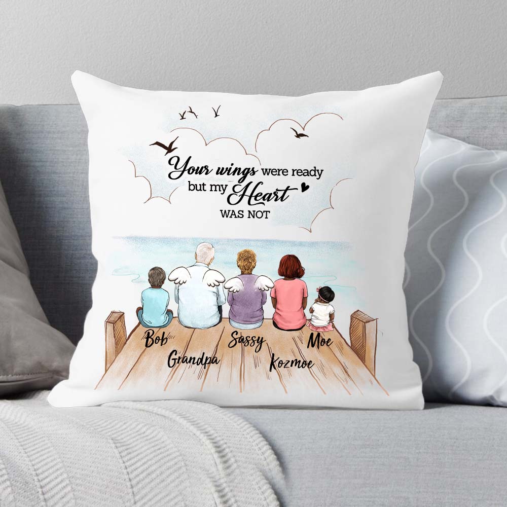 custom memorial pillow Your wings were ready but my heart was not.
