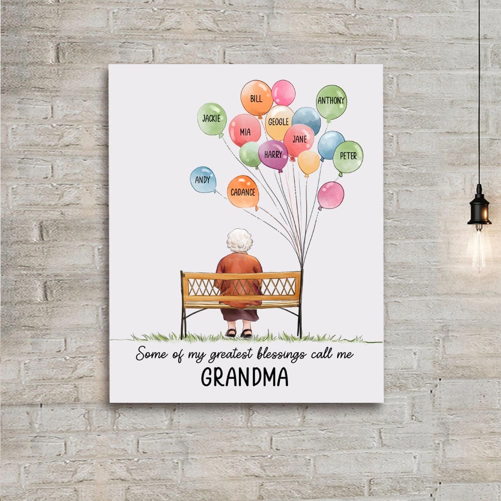 Personalized canvas print wall art gift for grandparents - Our greatest blessings call us Grandpa &amp; Grandma