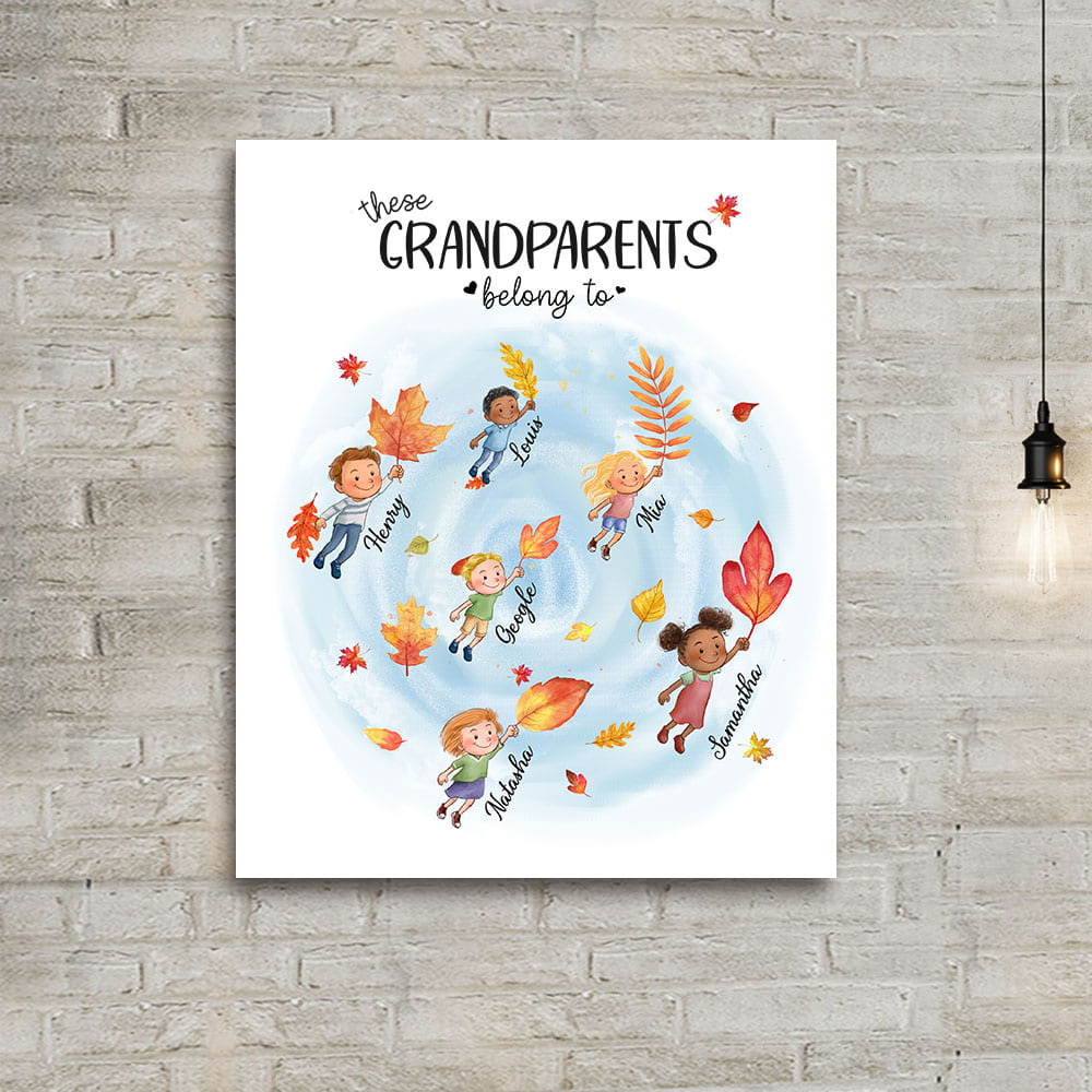 Personalized canvas print wall gift for grandparents - Our greatest blessings call us Grandpa &amp; Grandma