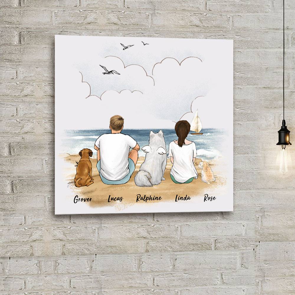 Personalized photo tile gifts for dog lovers - DOG &amp; COUPLE - Beach